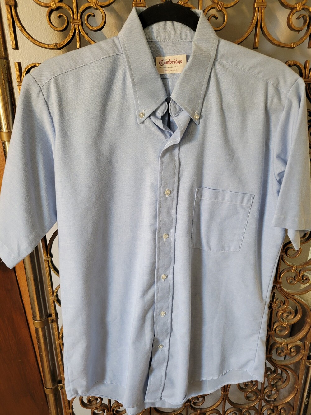 Vintage 80s Cambridge Light Blue Cotton Button Down Shirt